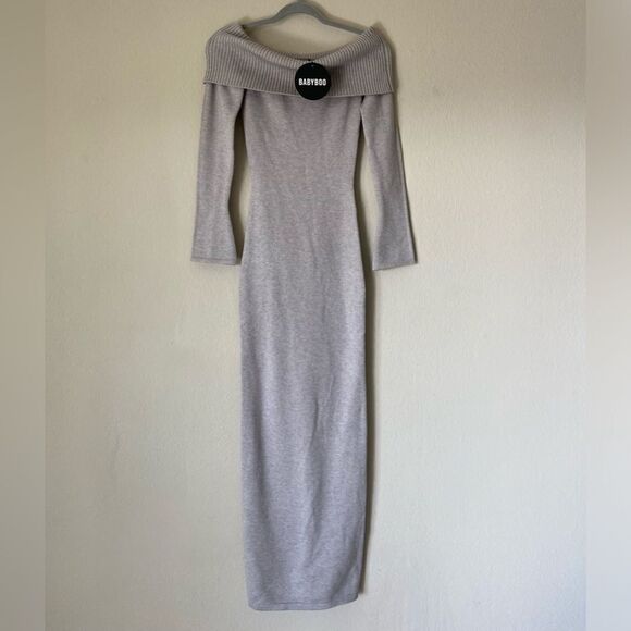 NWT Babyboo Beverley Knit Maxi Light Grey Dress Marl Sweater  Size XS - Picture 12 of 14